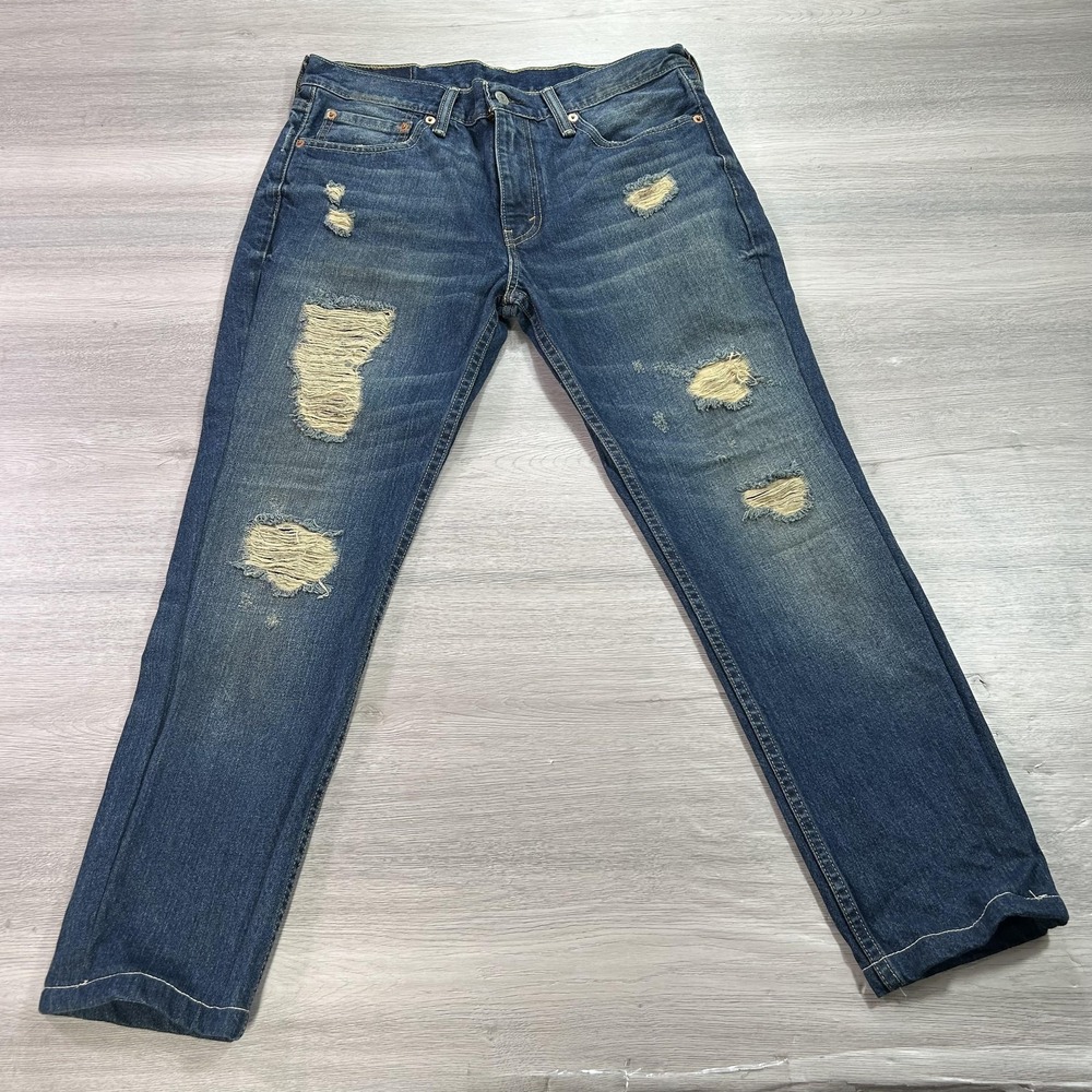 Levis 511 Jeans Mens 33x26 Blue Distressed Slim Fit‎ Denim Ripped Stretch Pants